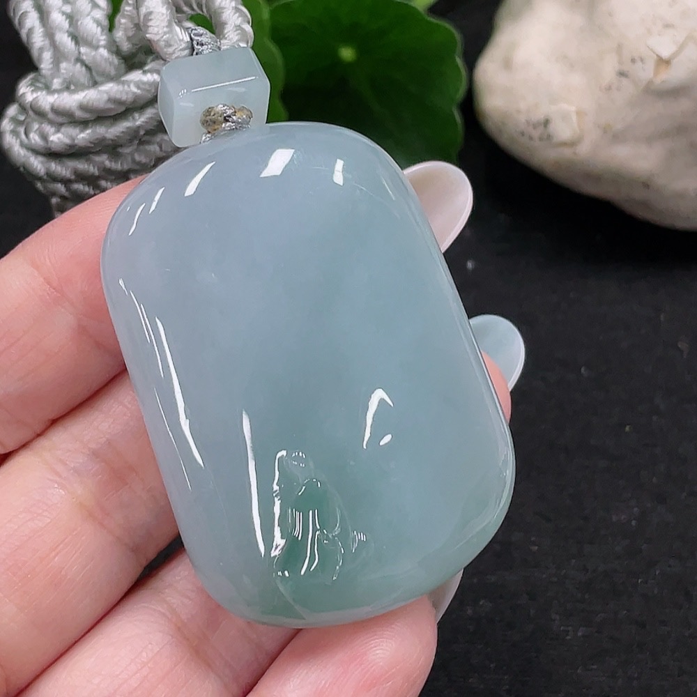 F33898317 Jadeite Enlightenment Pendant Total Weight Approx. 46.7g (Including Rope Weight)