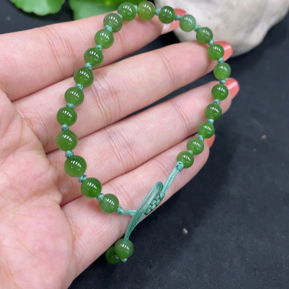 H35084192 Hetian Jade Jasper Bracelet Approx. 5.4mm Total Weight Approx. 7g