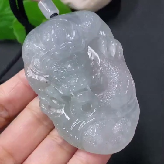 F35117010 Jadeite Pendant Dragon Plaque Total Weight Including Rope 54.93g