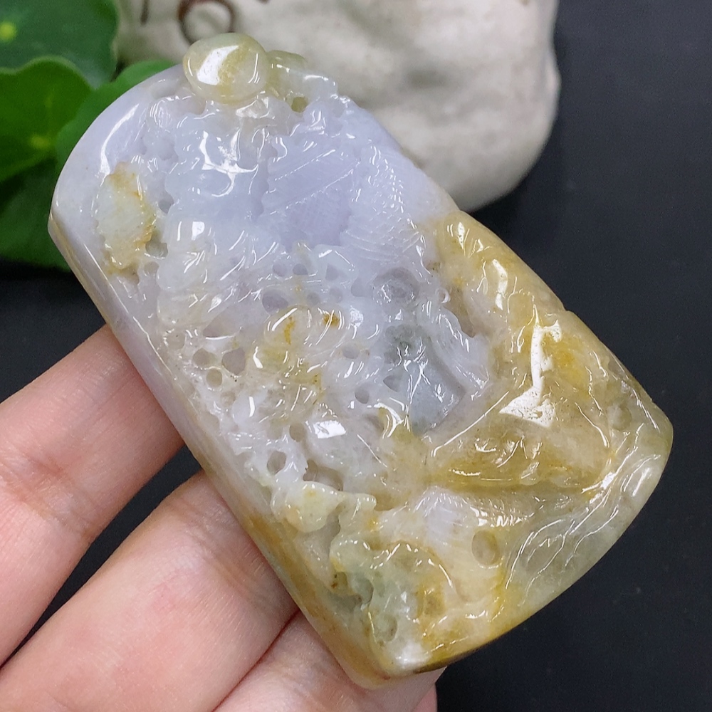 F32824536 Jadeite Landscape Pendant Total Weight Approximately 104.4g (Color Origin Undetermined) (Containing Other Mineral Components)