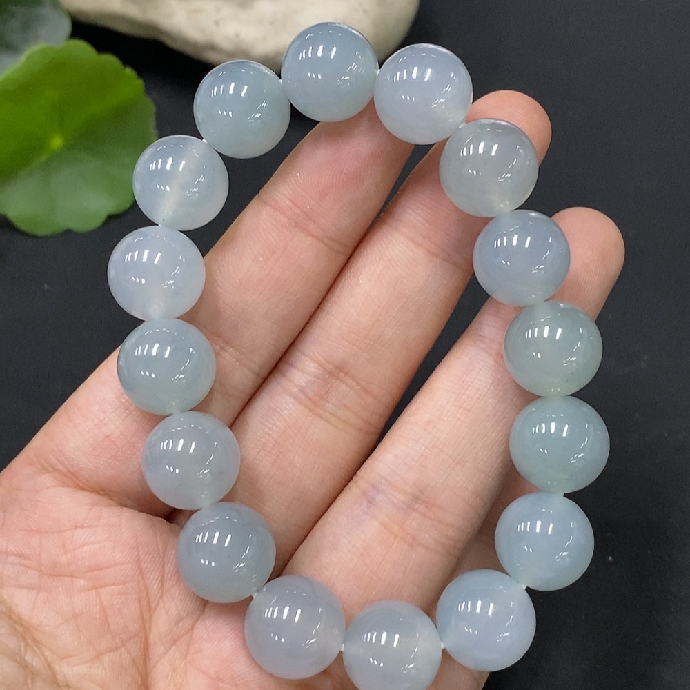 F27179521 Jadeite Beads Bracelet, Approx. 12.3mm, Total Weight Approx. 51.62g