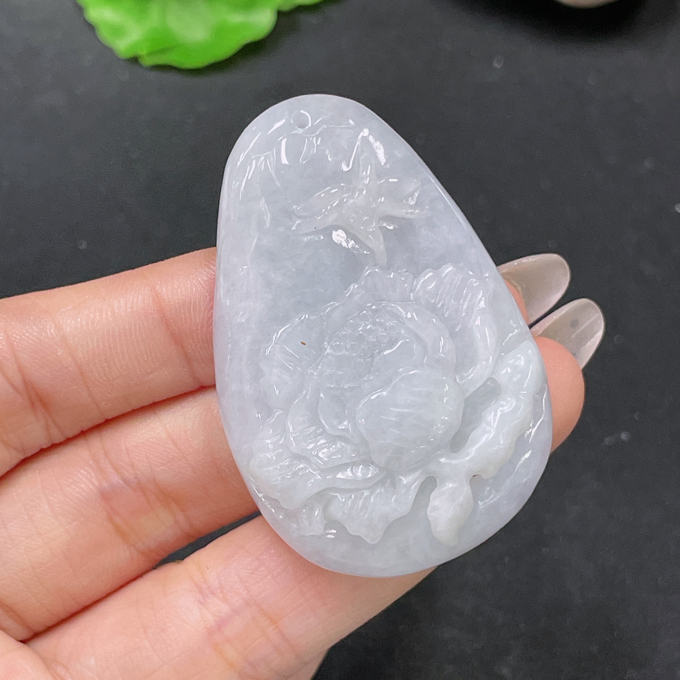 F35138069 Jadeite Pendant Flower Blossom and Wealth Total Weight Approx. 36.6g