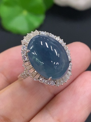 F31685861 Jadeite Cabochon Inlaid Ring 18K Gold Size 14 Total Weight Approx. 5.1g (Non-diamond)