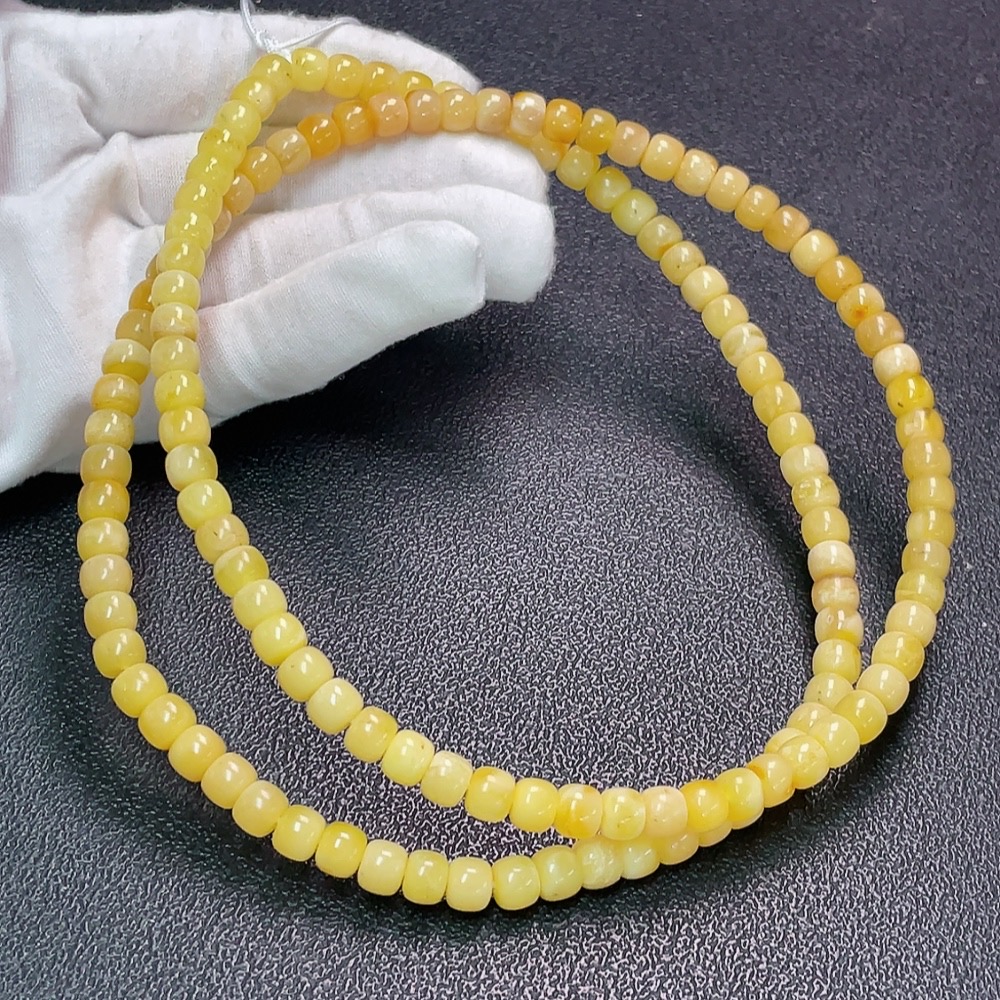 C32816658 Amber Beeswax Bead Strand, Total Weight Approx. 28.52g, Size Approx. 7.1mm