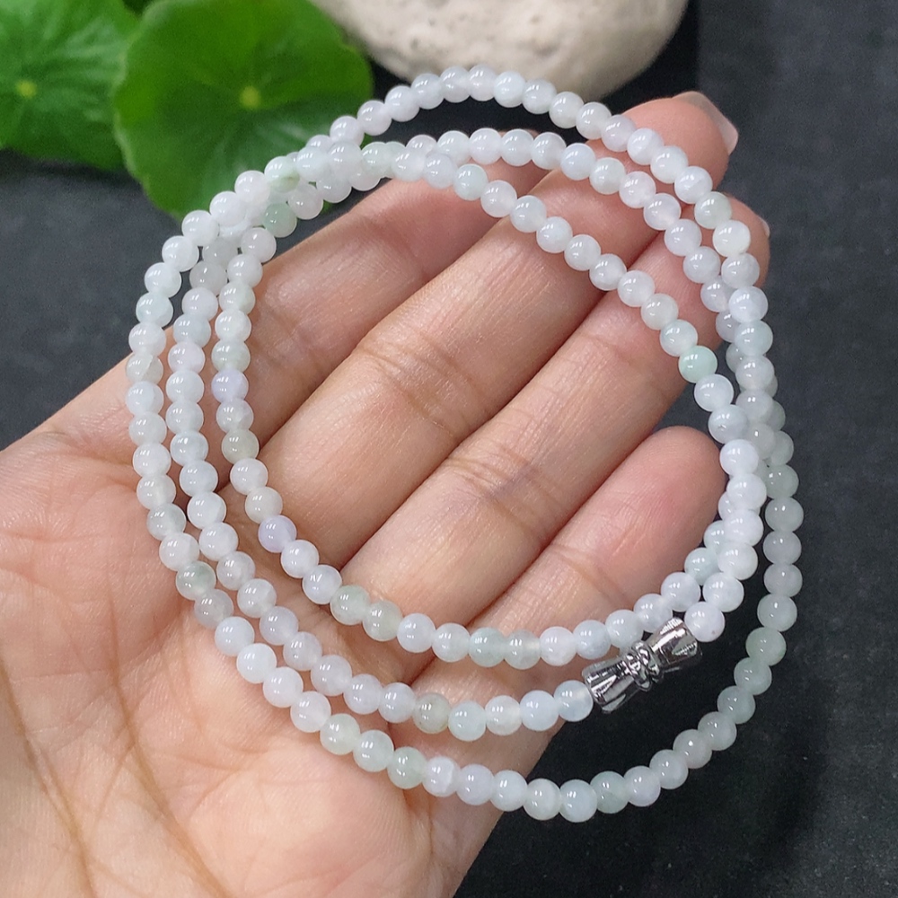 F34041957 Jadeite Bead Necklace Approx. 3.7mm Non-Gold Total Weight Approx. 14.32g