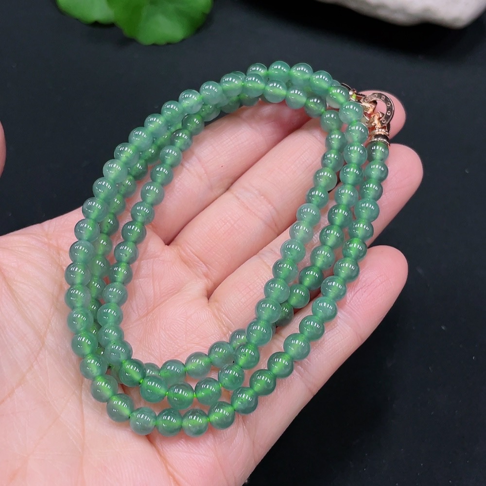 F25928483 Jadeite Bead Necklace Approx. 5.5mm Non-gold Inlaid Total Weight Approx. 32.04g