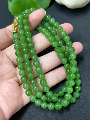H42025625 Hetian Jade Bead Chain Non-Gold Approx. 5.8mm Total Weight Approx. 37.1g