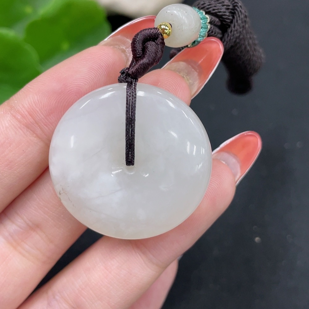 H34027337 Hetian Jade Pendant, Peace Buckle with Non-Hetian Jade Beads