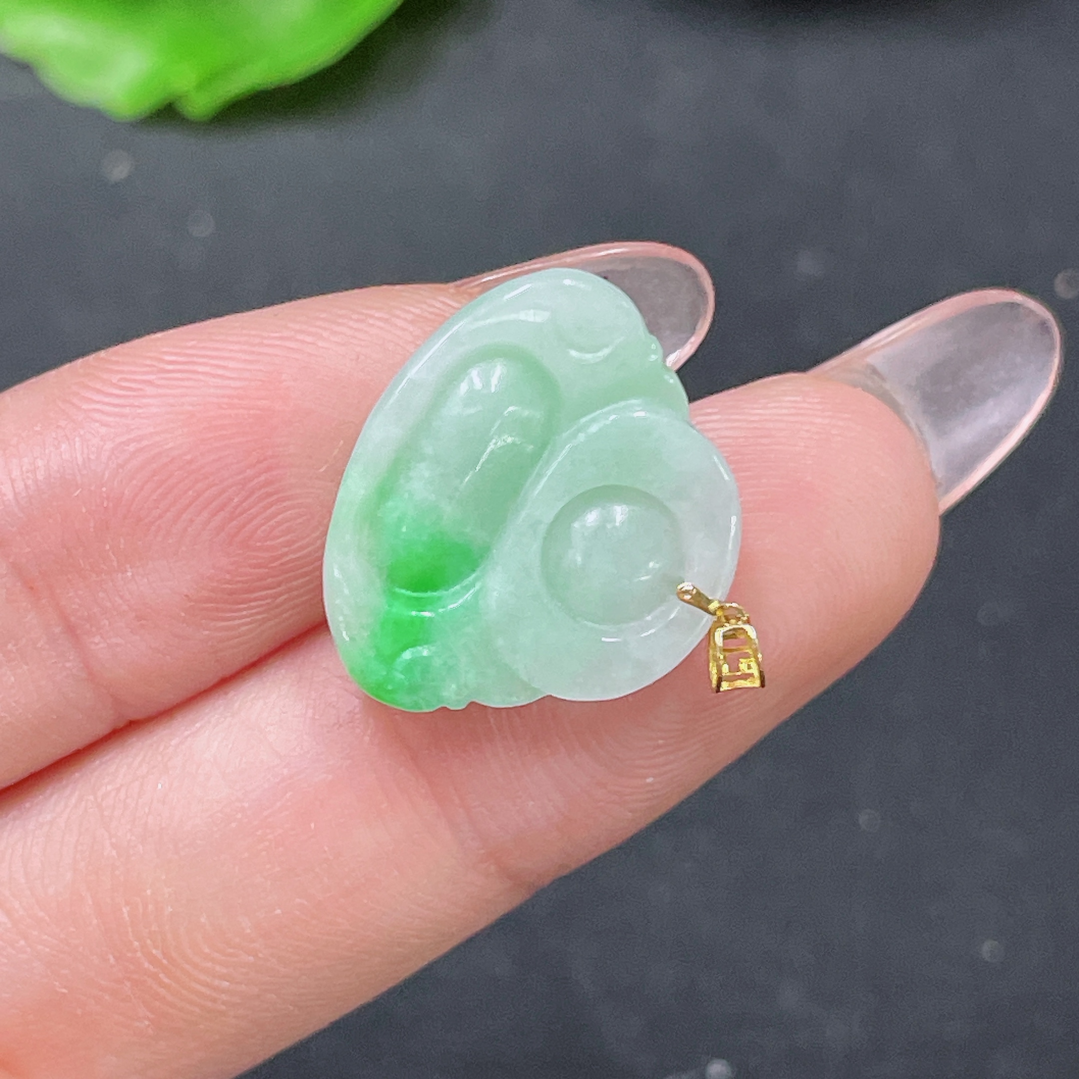 F34021382 Jadeite Pendant Buddha in 18k, Total Weight Approx. 2.36g