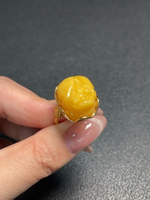 C33922308 Amber Beeswax Ring Adjustable Non-Gold Total Weight Approx.5g Colorless Coating