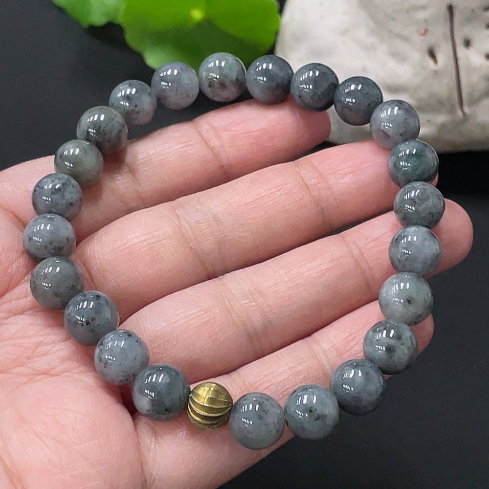 F34978300 Jadeite Bracelet with 8.7mm Beads, Total Weight Approx. 29.4g, Non-Gold Matching Beads