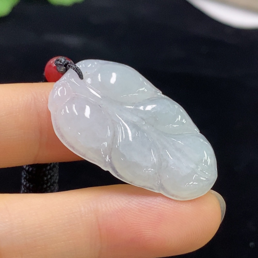 F32707453 Jadeite Leaf Pendant Total Weight Approx. 7.62g (including rope weight)