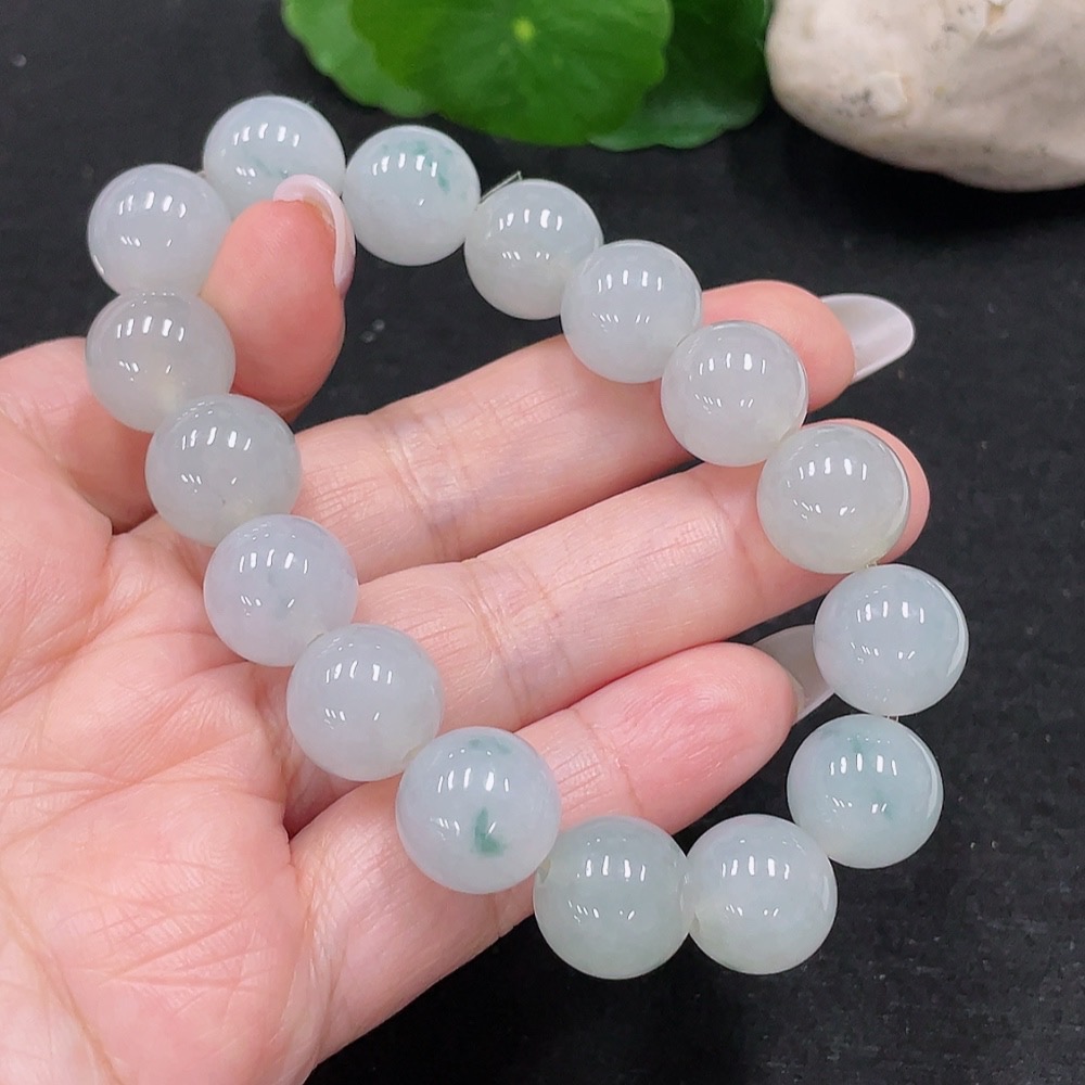 F33899788 Jadeite Bracelet Approx. 12.6mm Beads Total Weight About 53.97g