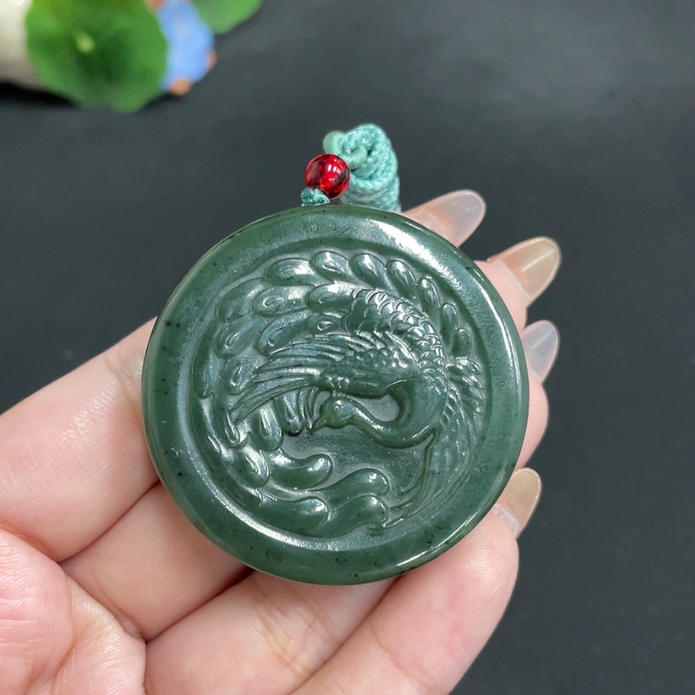 H32699493 Hetian Jade Pendant "Prosperity in Bloom
