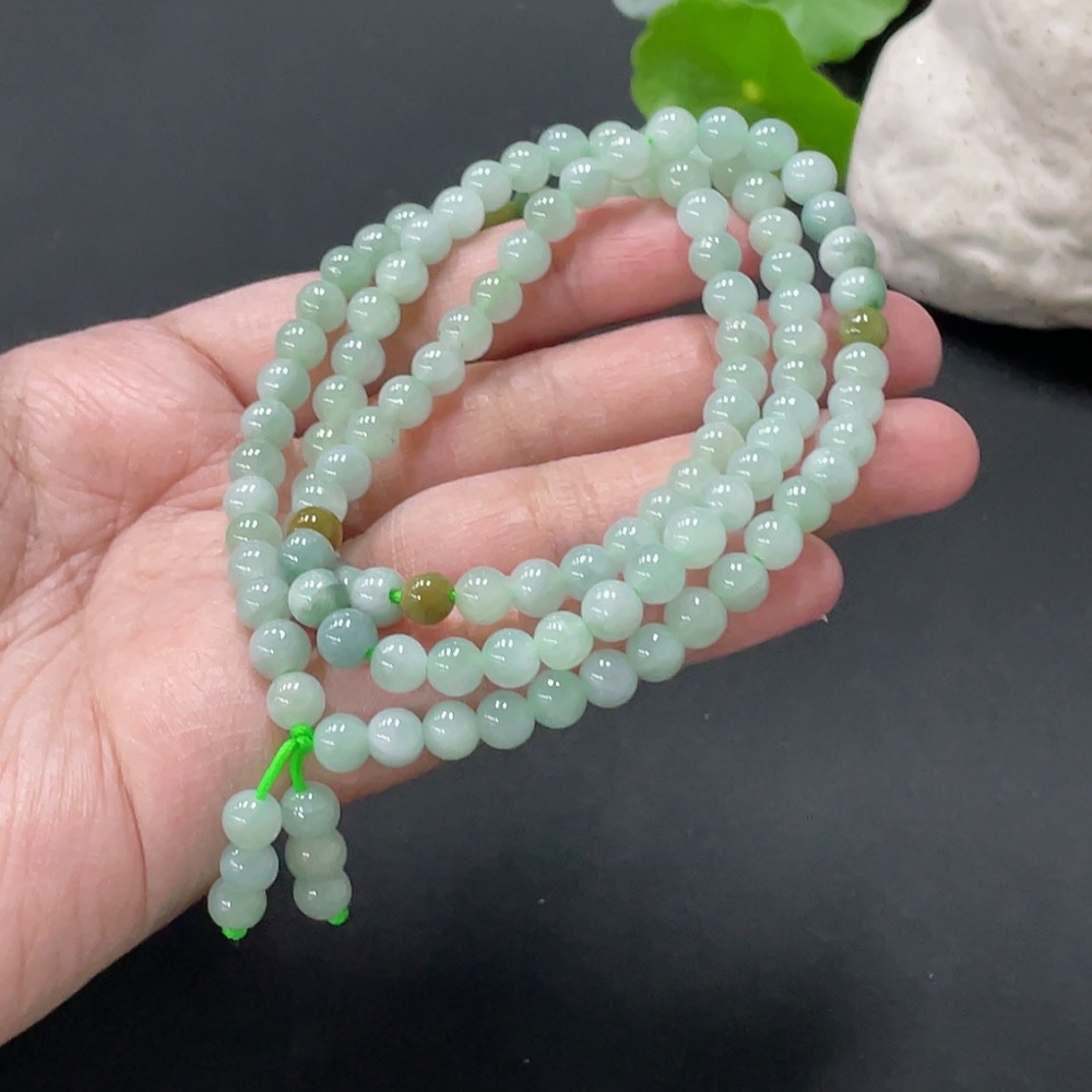 F35145843 Jadeite Beaded Necklace, Approx. 5.8mm, Total Weight Approx. 37.55g