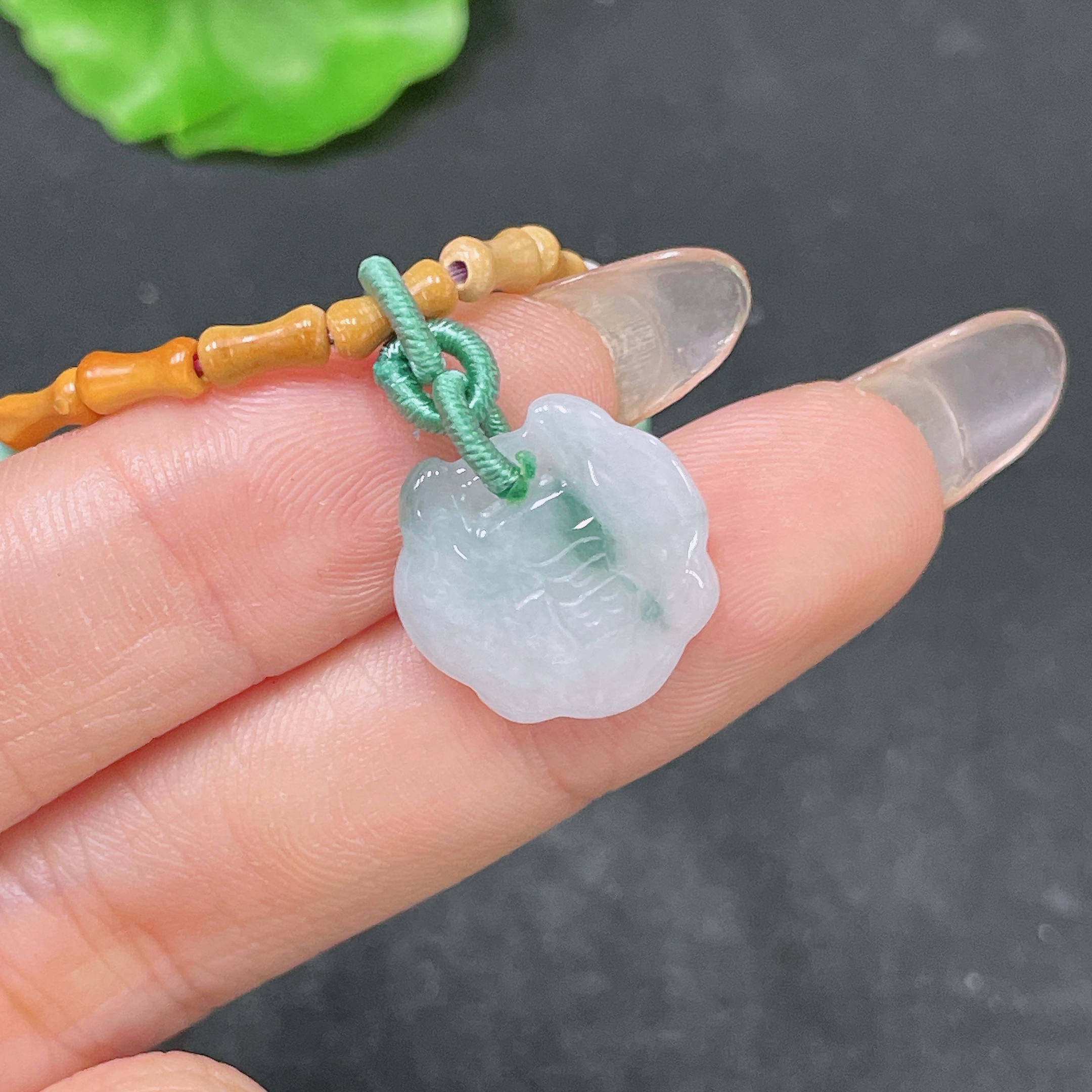 F34064973 Jadeite Bracelet with Non-A Chain Non-Gold Total Weight Approx.5.6g Size 13.9