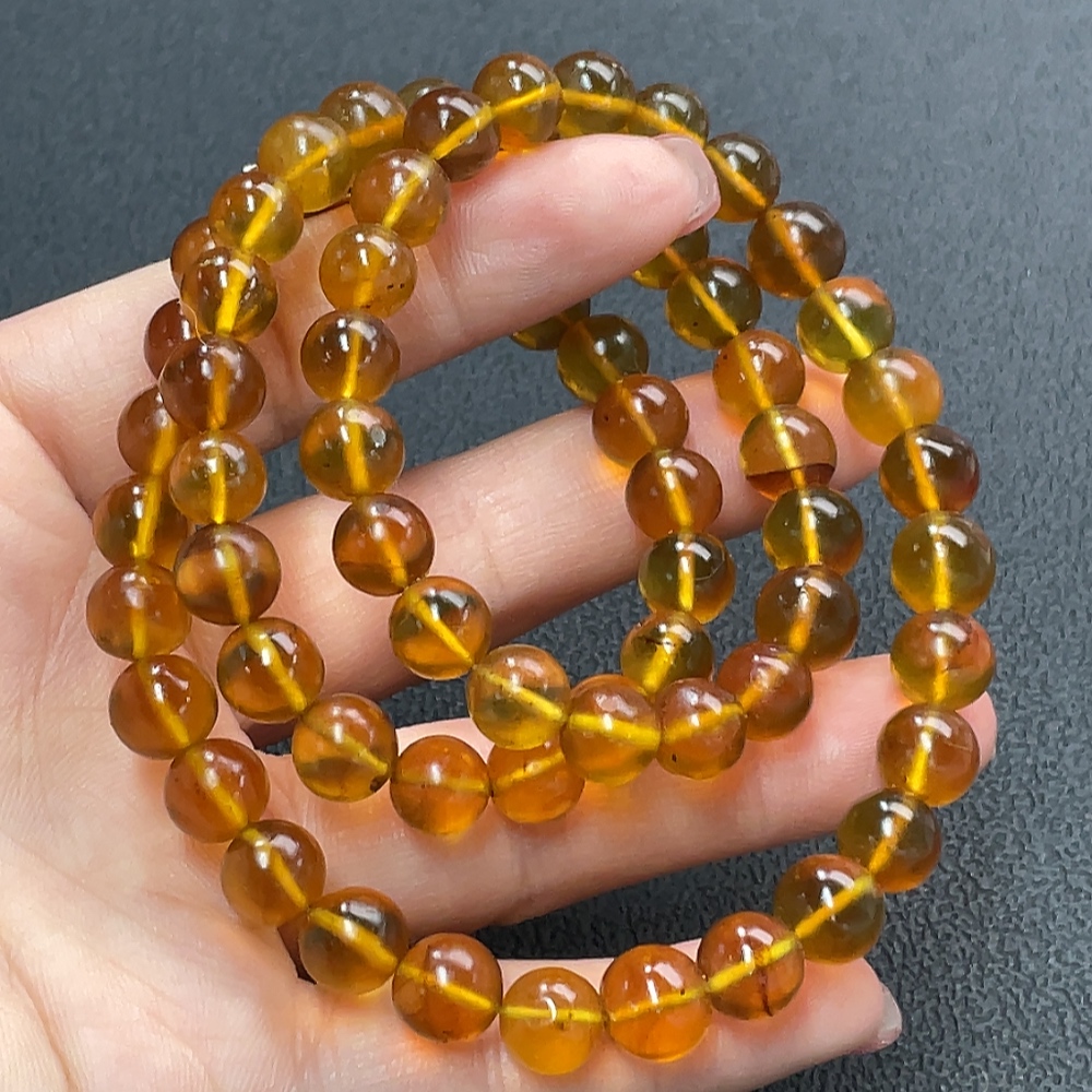 C26954467 Amber Beeswax Bead Necklace Total Weight Approx. 21.24g Size 8mm Non-Gold