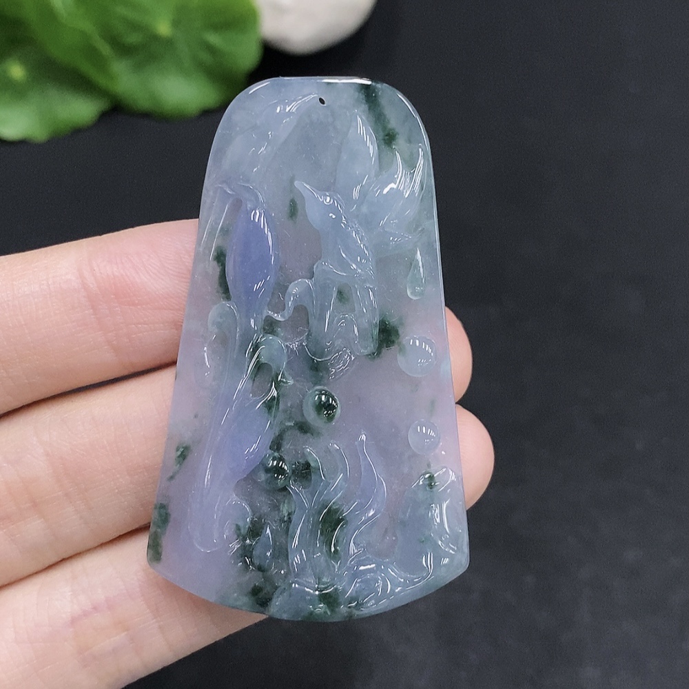 F33940531 Jadeite Magpie on the Plum Branch Pendant, Total Weight Approx. 15.7g