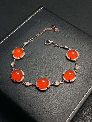 C31575746 Red Agate Inlaid Bracelet (Non-Gold Inlaid) Total Weight Approx. 11.25g