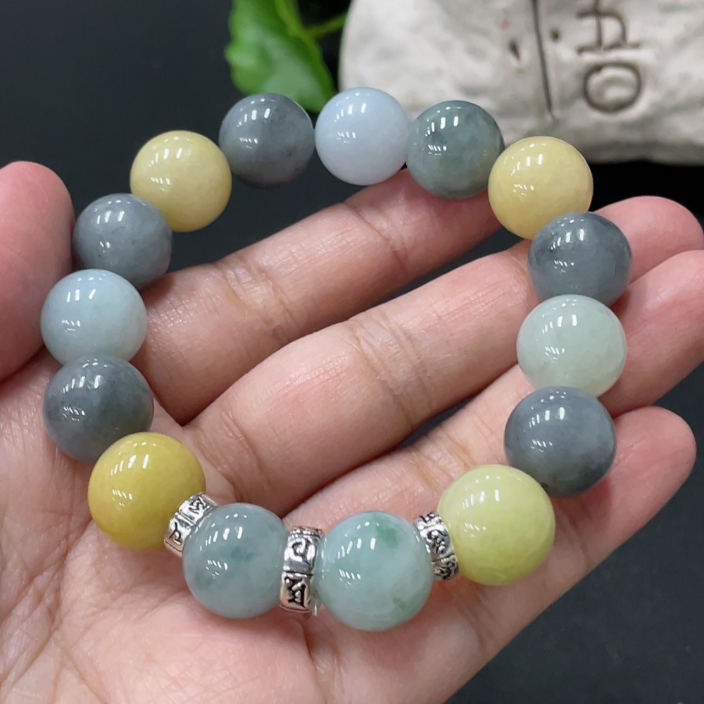 F35107953 Jadeite Bracelet Approx. 12.8mm Beads Total Weight 59.4g Non-gold Accessories