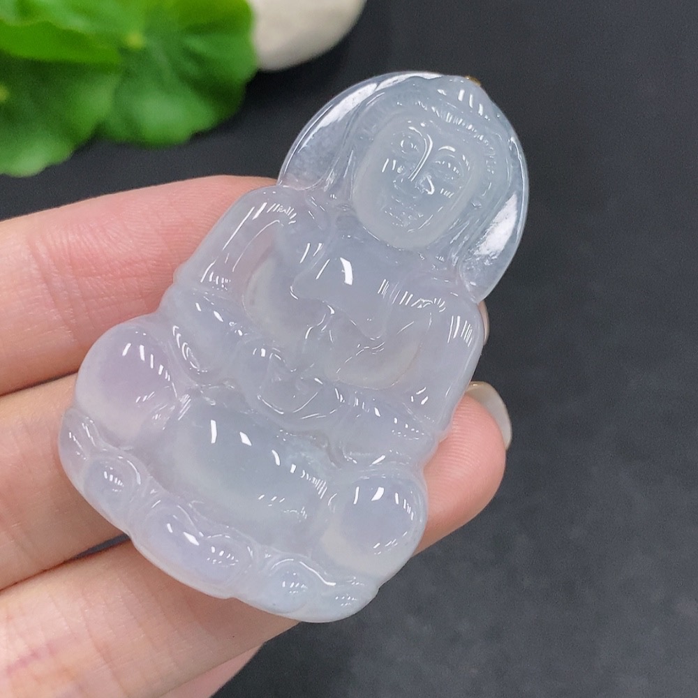F34060271 Jadeite Guanyin Pendant No Inscription Surface Gold Content 73% Total Weight Approx. 19.2g
