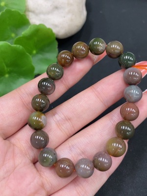 H34027152 Yanyuan Agate Bracelet, approx. 8.8mm beads, total weight approx. 19.7g