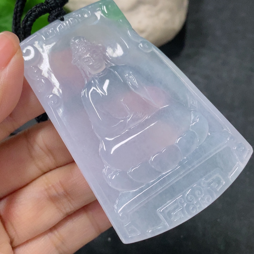 F34043491 Jadeite Pendant Guanyin Gross Weight with Rope 37.49g