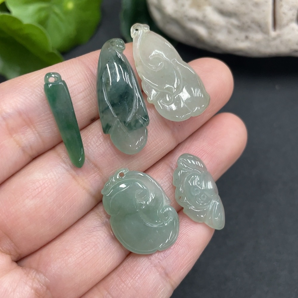 F15649653 Jadeite Inlaid Pieces (Sold as a Lot)