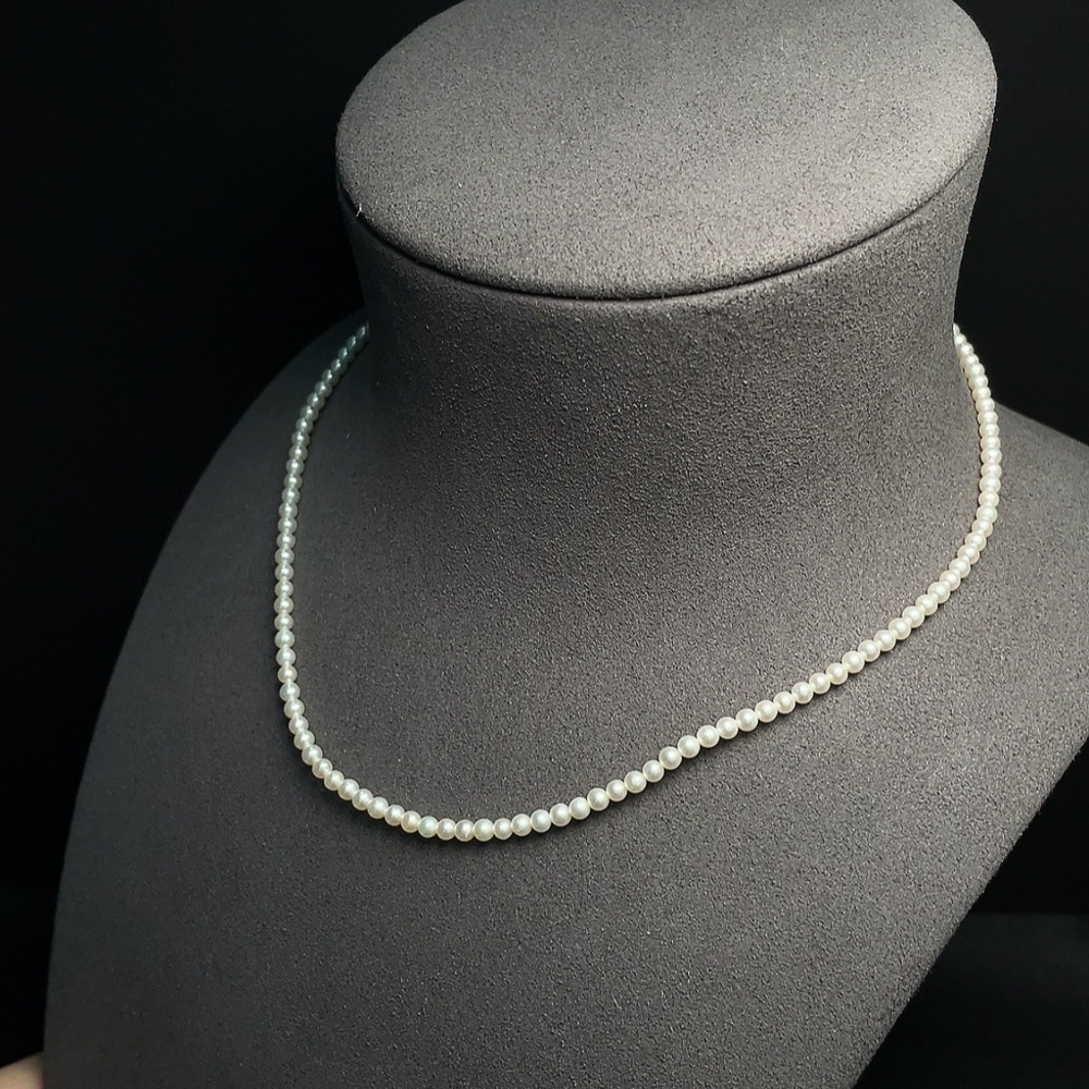 C30512490 Pearl Beaded Necklace Marked Red Not Gold Rest 18k Gold Card 3.2mm Approx Total Weight About 6.22g