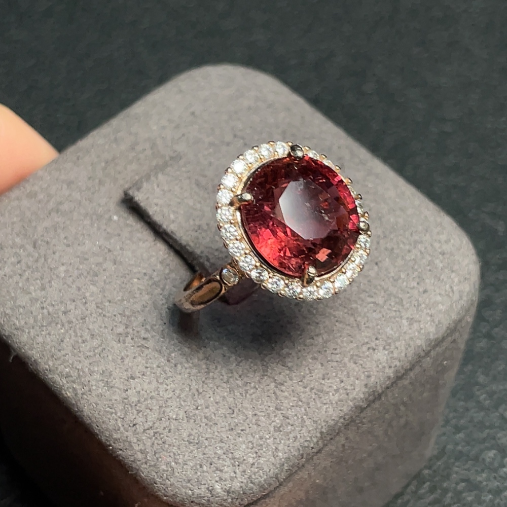 C34995167 Tourmaline Ring, Adjustable Non-Gold, Total Weight Approx. 3.92g, Size 11.3*11mm