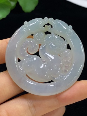 F35095373 Jadeite Pixiu Pendant, Total Weight Approximately 28.72g