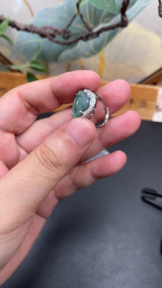 F34977816 Jadeite Buddha Inlaid Ring Non-Gold Inlaid Adjustable Size Total Weight Approx. 3.26g