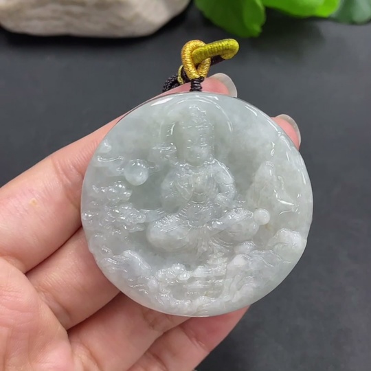 F17842834 JadeiteLandscape Guanyin Pendant Total Weight 74.636g