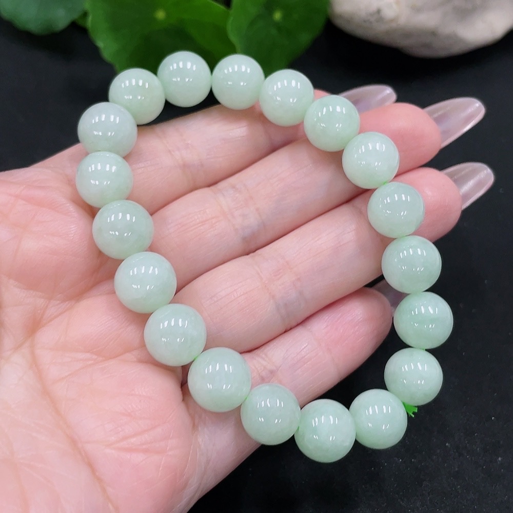 F34068183 Jadeite Beads Bracelet Approx.10.4mm Total Weight About 33.9g