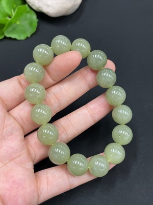 H27140261 Hetian Jade Bead Bracelet, approx. 12mm, total weight about 44.6g