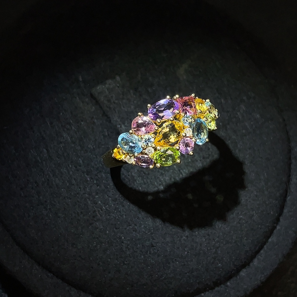 C32815849 Topaz (color origin undetermined) + Crystal + Peridot + Tourmaline + Diamond