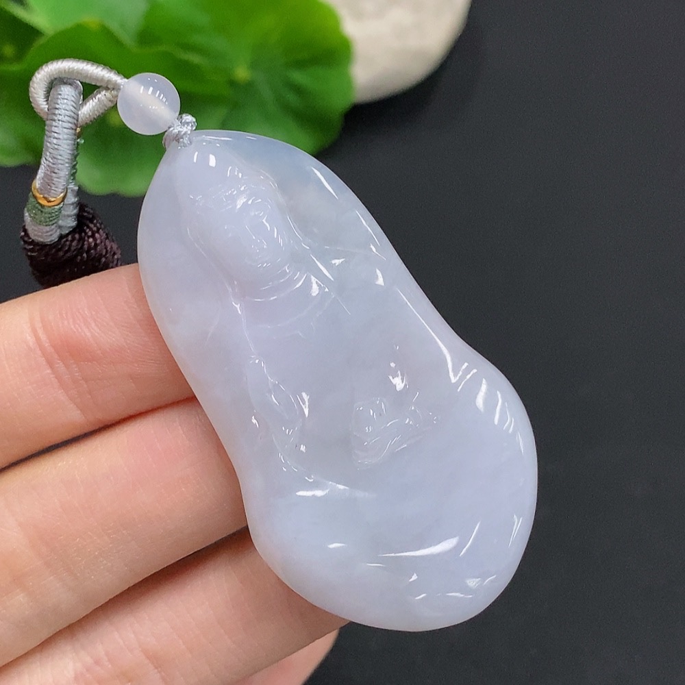 F32808067 Jadeite Guanyin Pendant Total Weight Approx. 19.5g (including rope weight)