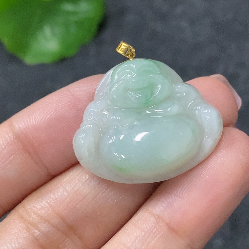 F34998416 Jadeite Pendant Buddha 18k Total Weight Approx. 5.1g