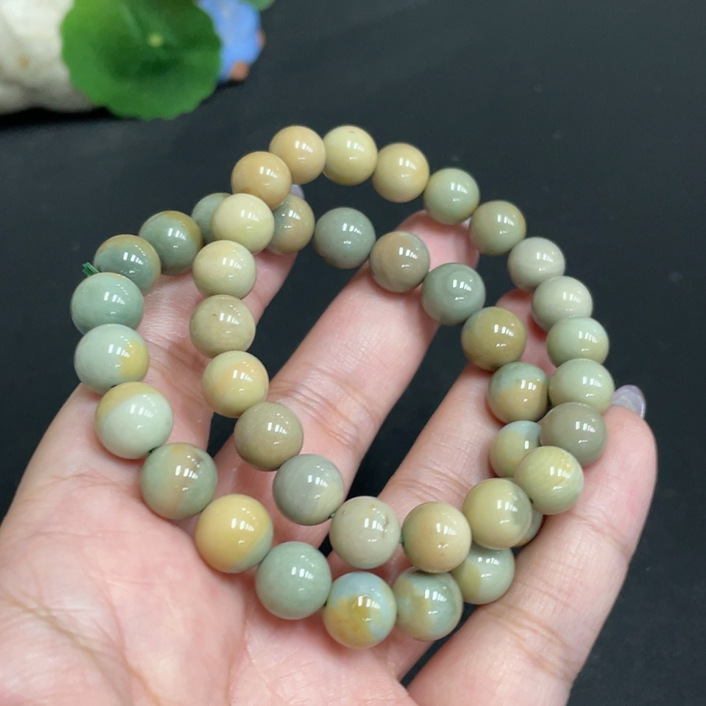 H33863709 Alashan Agate Bracelet, approx. 9.5mm, containing other mineral components, total weight approx. 45.5g