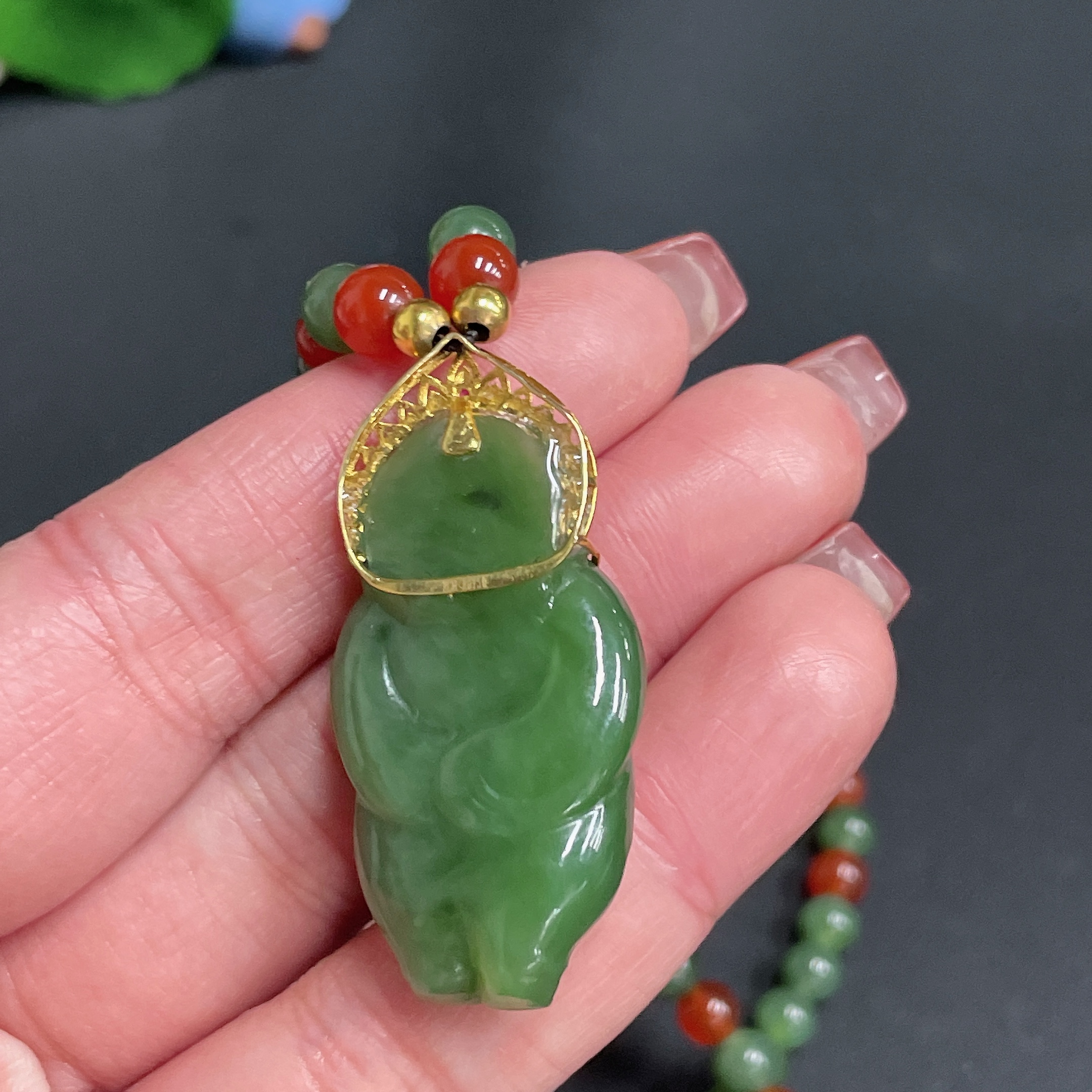 H25839446 Hetian Jade Inlaid Pendant Buddha