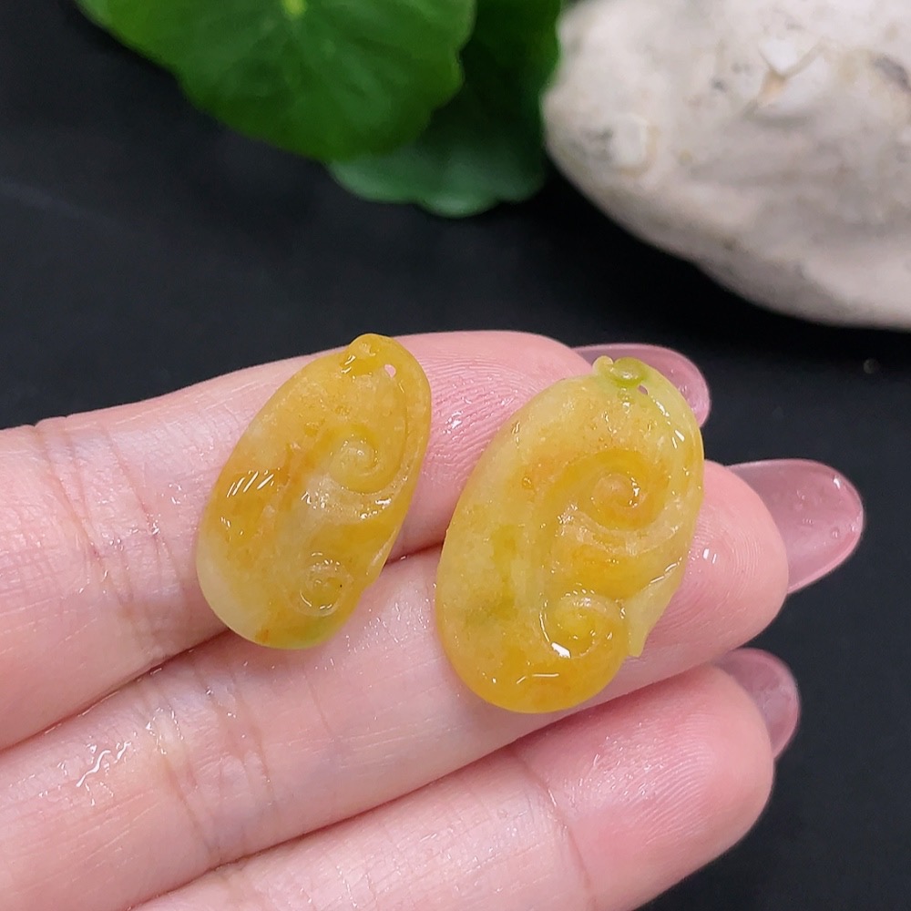 F34012170 Jadeite Pendant Rough Lot (Yellow Part Color Origin Undetermined)