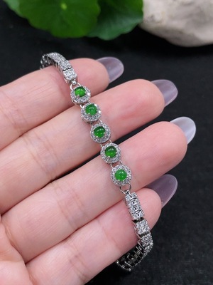 F34965482 Jadeite Inlaid Bracelet Total Weight Approx. 6.7g (Non-Gold Inlaid)