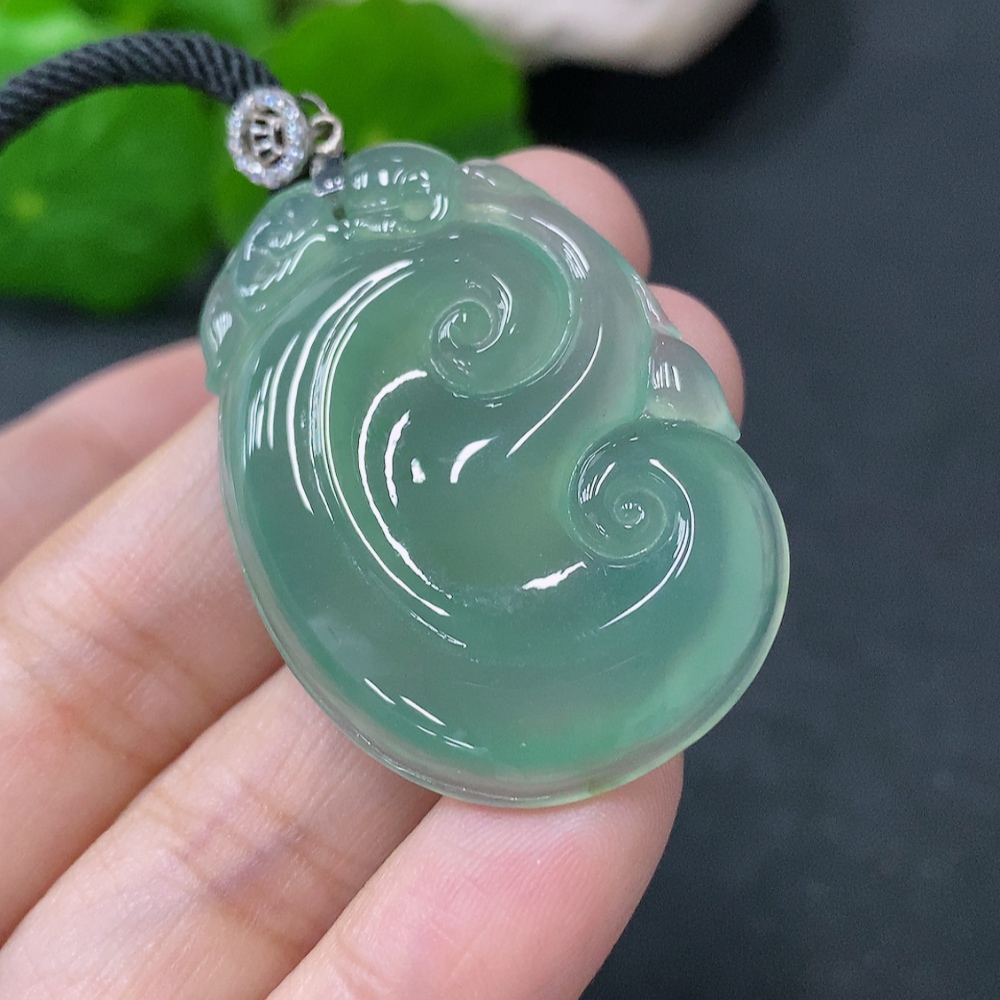 F33849550 Jadeite Pendant Ruyi Total Weight Approx. 15.7g Including Rope Non-Gold