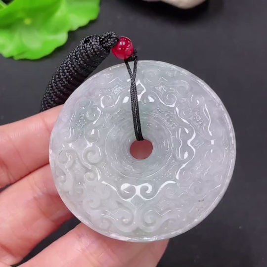 F35105377 Jadeite Pendant Peace Knot with Non-A Beads and Cord Total Weight Approx. 54.85g