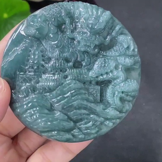 F33886457 Jadeite Pendant Dragon Reigns the World Total Weight with Rope 82.6g