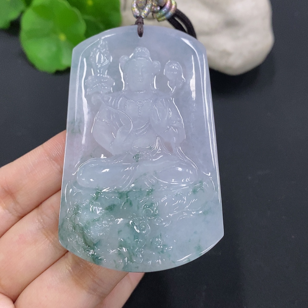 F30483742 Jadeite Pendant, Total Weight Including Rope Approximately 73.2g