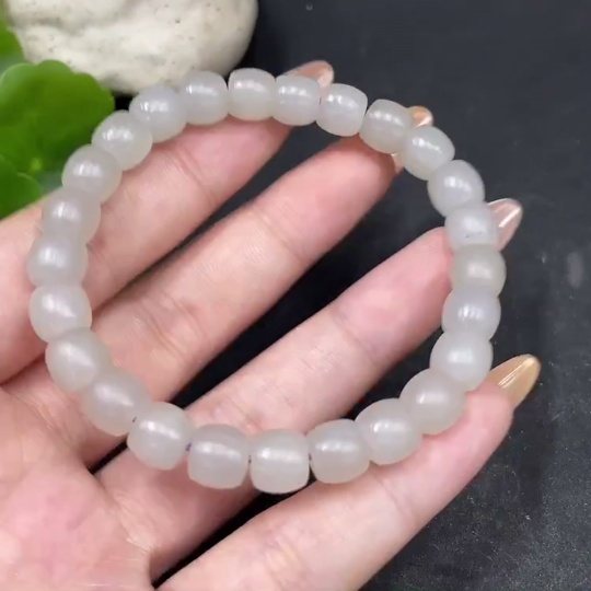 H31671040 Hetian Jade Bracelet Approx. 7.6mm Total Weight About 21.6g