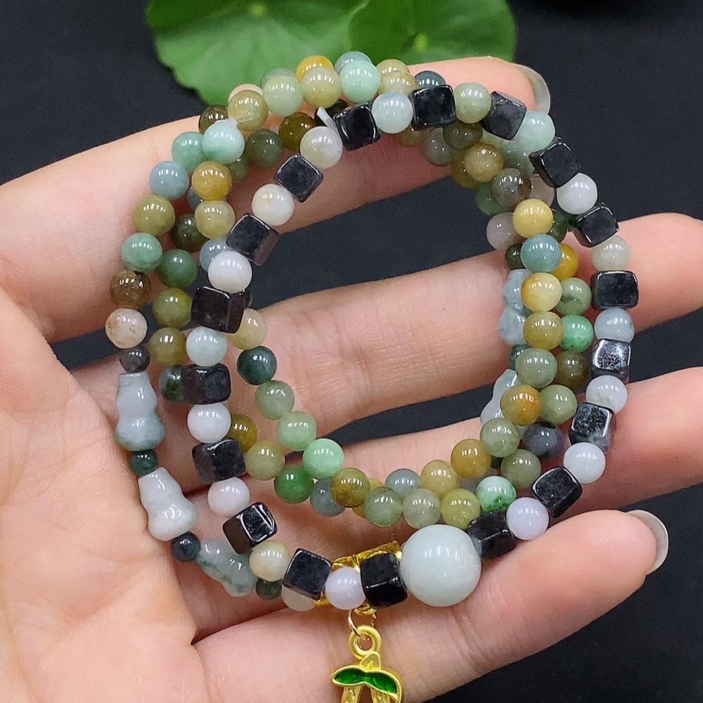 F29408229 Jadeite Bead Necklace Color Origin Undetermined No Metal Inlay