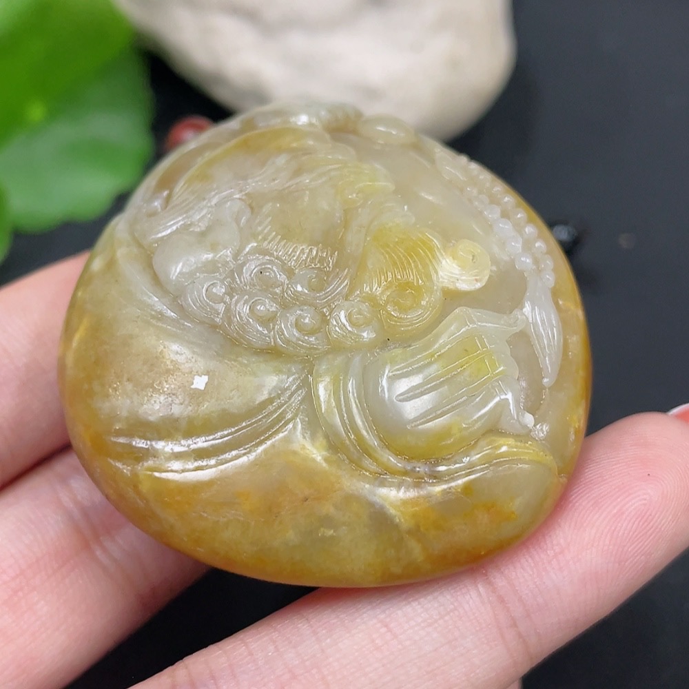 H34017625 Hetian Jade Pendant - Bodhidharma - Undetermined Skin Color Origin - Total Weight (Including Cord): 86.1g
