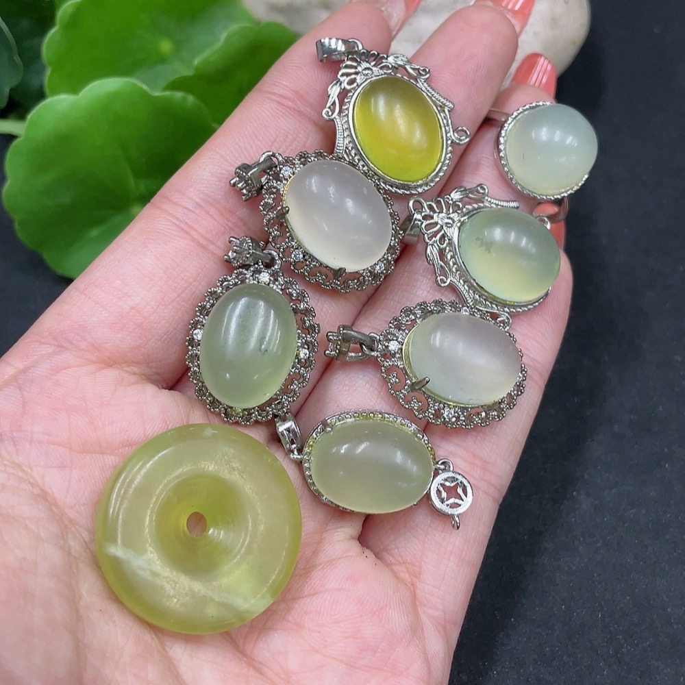 H35085024 Xiuyu (Serpentine Jade) Inset Adjustable Ring + Bracelet + Pendant Non-Gold Total Weight Approx. (Incl. Chain) 37.2g